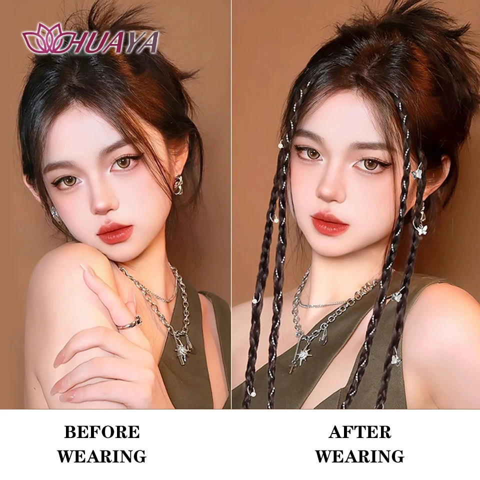 2pcs Synthetic Clip in Braid Hair Extensions With Strong BB Clip Braid Ponytail Fake Hair for Women Daily/Party Wear