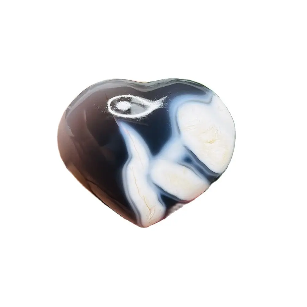 Natural Gem Hand Polished Orca Agate Heart-shaped Abstract Pattern Home Decor Gift Witchcraft Altar Prayer Crystal Stone Healing 6