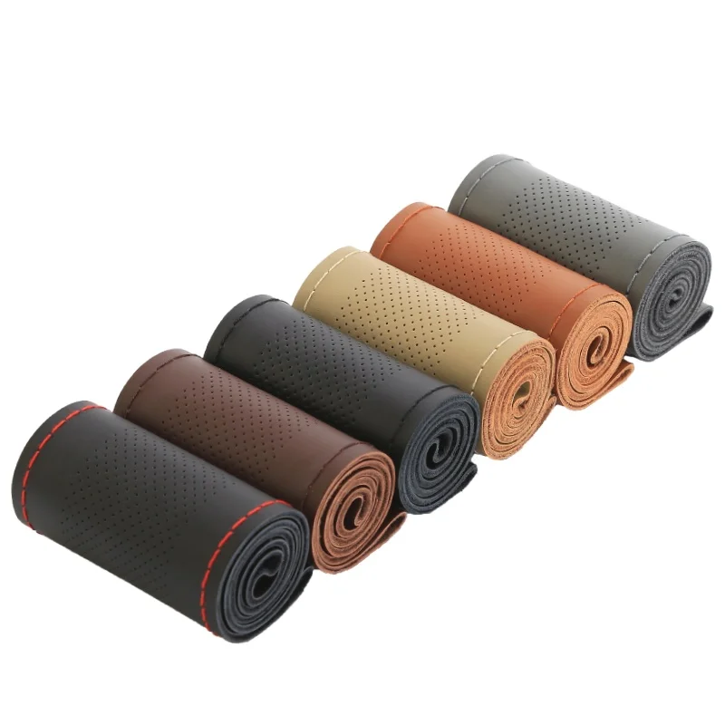 Universal Leather Car Steering Wheel Cover For 38cm Cars