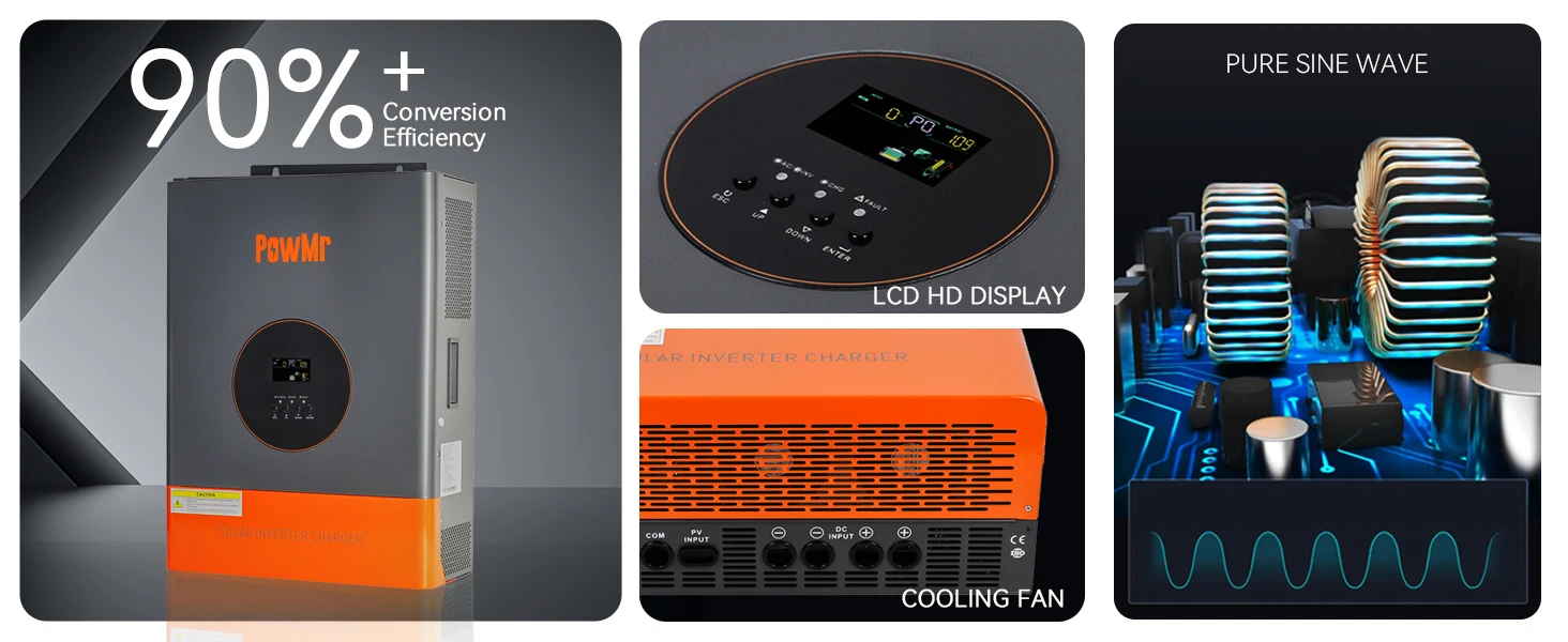 Solar Inverter 5000W Low-Frequency Inverter 48V to 110V 220V Built-in 120A MPPT