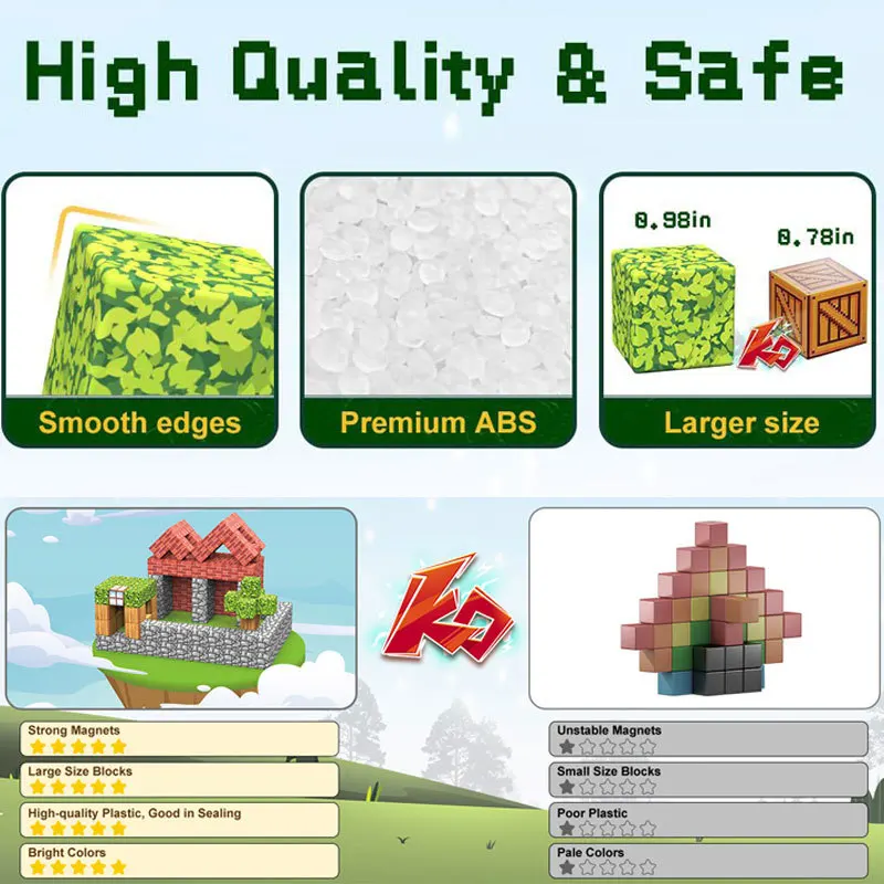 100pcs Magnetic Blocks-Build Magnet Stacking Blocks DIY Model World Set Kids Toys Children Birthday Gift Construction Toys 2