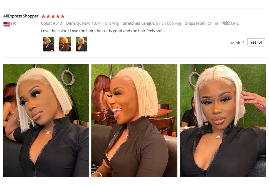 613 Blonde Bob-Perücke mit Spitzenfront aus Echthaar, 200 Dichte, 13x6 HD Transparente Spitzenfront-Perücken, 8-14 Zoll Kurzhaar, Remy-Haar – Detail 3