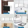 Black Portable 360 Trifold Mirror with Height Adjustable Telescoping Hooks Ideal for Self Hair Cutting Makeup Essential Fordable 6
