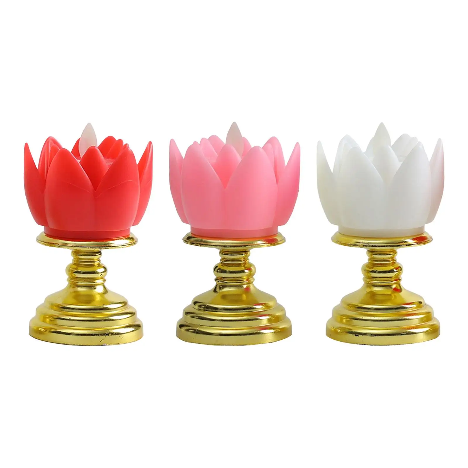 

Lotus Lamp Worship Prayer Faith Supply LED Buddhist Lights Lotus Flameless Lamp for Tabletop Cabinet Office Home Decor