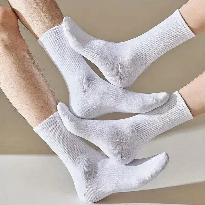 1/10Pairs Men Cotton New Style White Socks 6