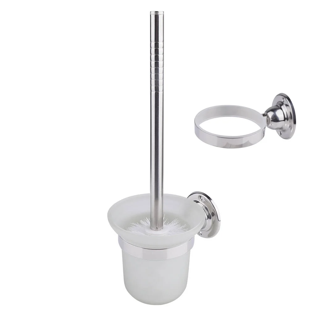 Toilet Brush Set Wall Mounted stainless Steel Long Handle With Holder For Bathroom