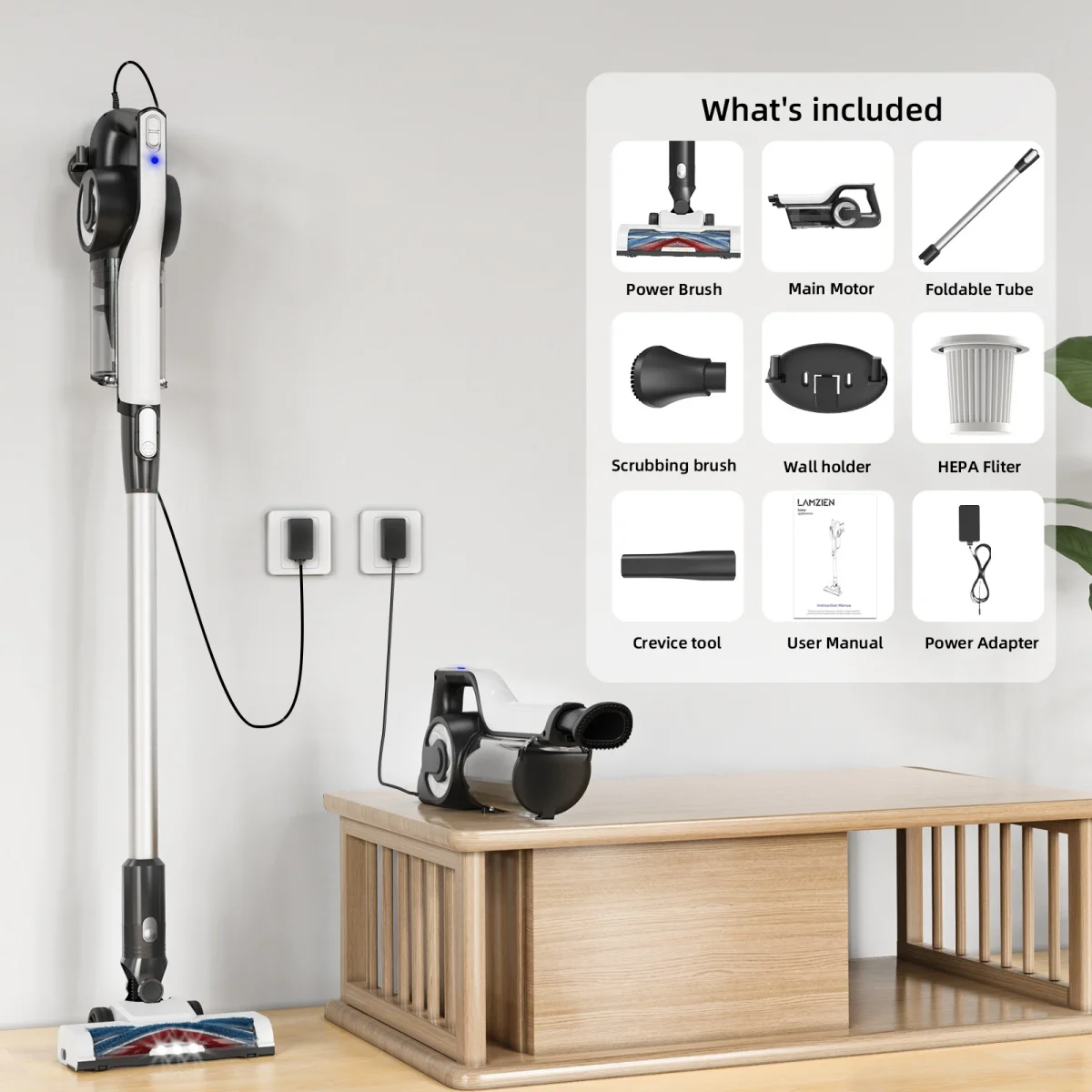 30KPA/40Mins Cordless Vacuum Cleaner, with Upgraded Green Light & Anti-Tangle Floor Brush,for Home,Carpets, Pet Hair,Hard Floor 6