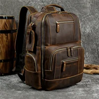 High Quality Bags Men's Leather Backpack Retro Luxury Fashion Style Backpack Travel Backpack School Bag For Men Leather Daypack 1
