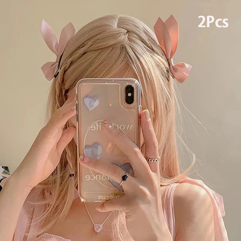 

2PCS Korean Ins Half Side Style Bow Hair Clips Retro Girl Side Stereoscopic Duckbill Clip Hair Accessories