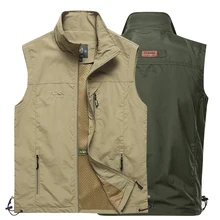 

Outdoor Mens Vests 2022 Spring Multi-pockets Hiking Work Photography Vest Man Fish Vest Waterproof Breathable Waistcoat Size 6XL