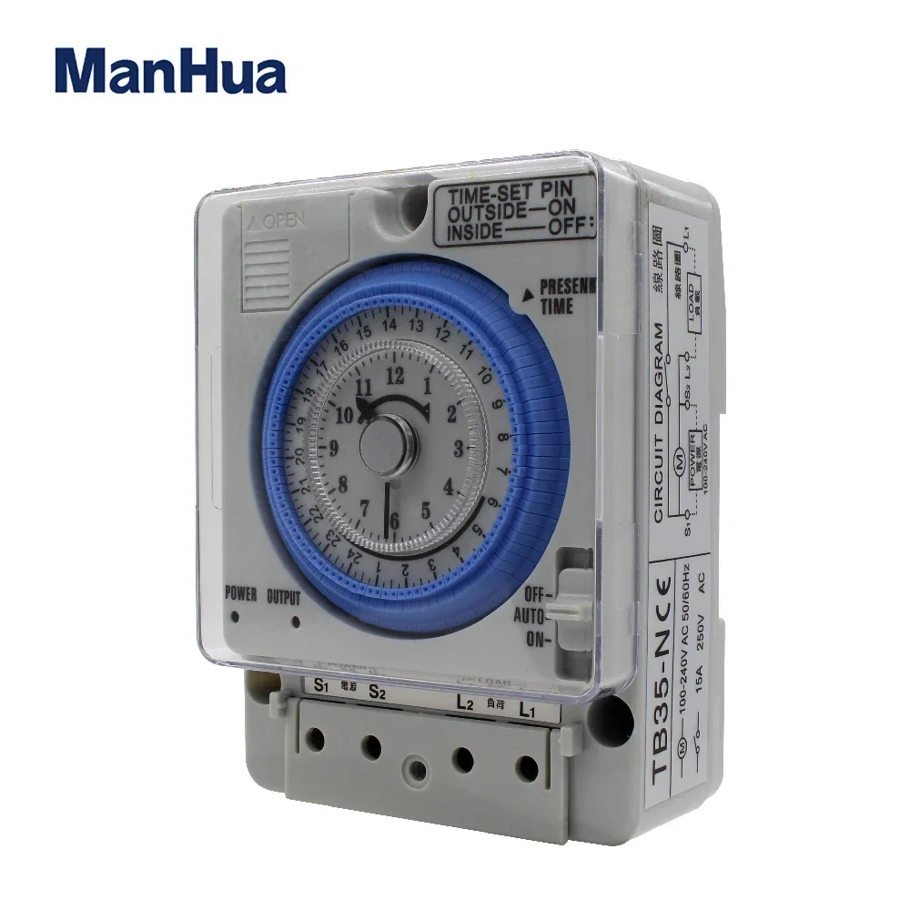 ManHua TB35N 100-240V 15A Din Rail Water Heater Programmable Timer switch Time Controller Mechanical Timer Switch 3
