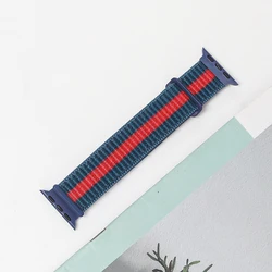 Premium Nylon Strap for Apple Watch - Stylish and Durable Bracelet Replacement (Blue red)