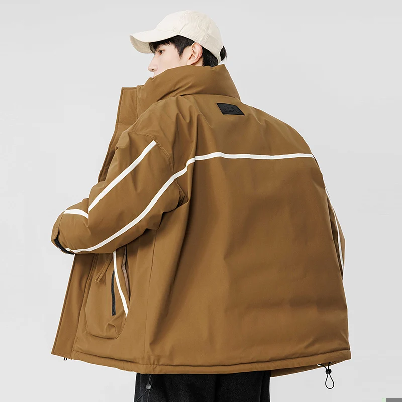 Luxury Man Jacket Winter Padded Coat Stand Collar Zip-up Windbreaker Waterproof Outerwear Unisex Thick Warm Parkas Fashion Brand