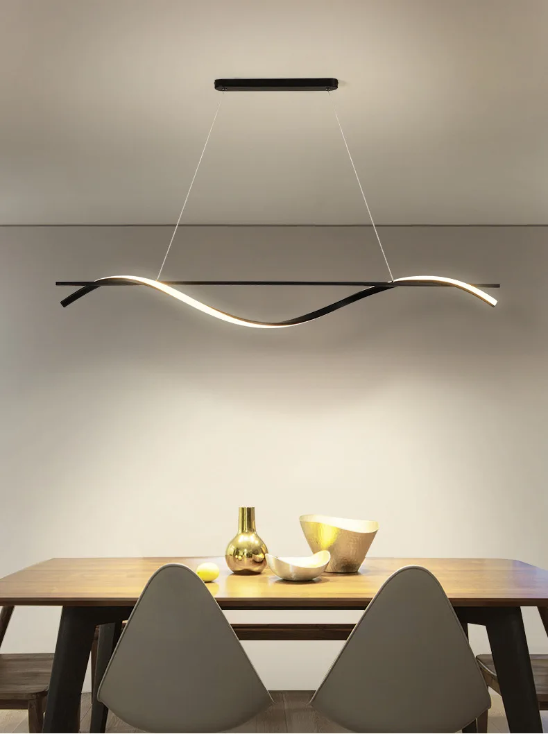Sala de Estar Minimalista Metal Pingente Linear Preto Interior Quarto Móveis Lampadario Lustres Hx50nu Luz 2 Computers & Electronics