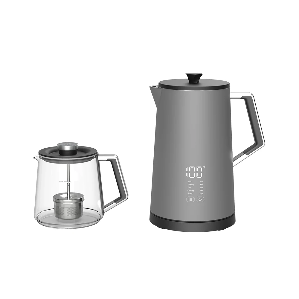 Hotsy 1.7L+1L Double Layer Glass&Stainless Kettle Electric Tea Maker with Digital Temperature Control for Home Office Commercial 4