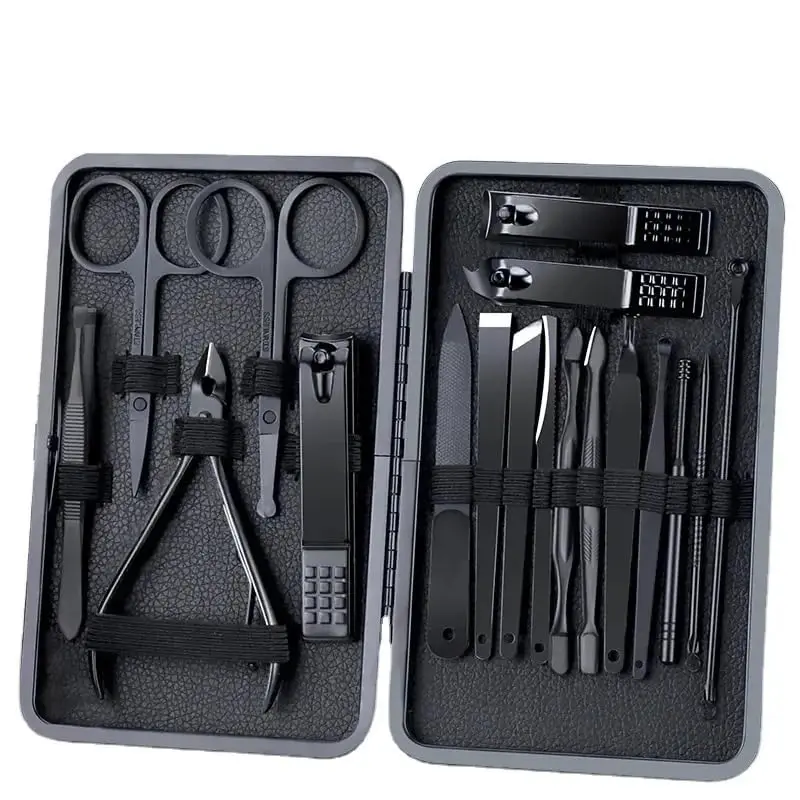 7/10/16/18Pcs Stainless Steel Nail Clipper Cutter Trimmer Earpick Grooming Kit Manicure Pedicure Scissor Tweezer Nail Tools Set