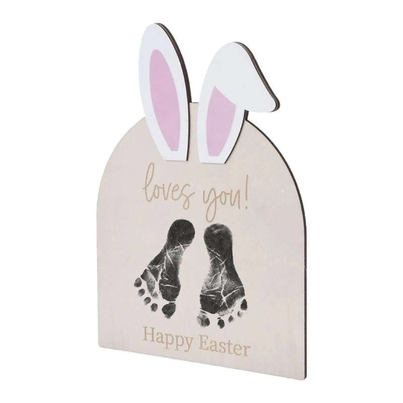 Wooden Birth Card for Baby First Footprint Art Souvenir for Newborns Photoshoot and Nursery Decorative Ornament 4XBC