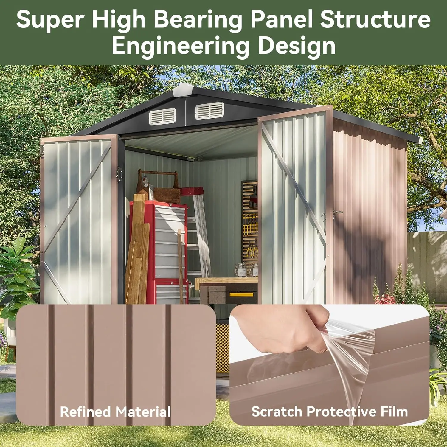 6.2x4 FT Outdoor Metal Storage Shed 5