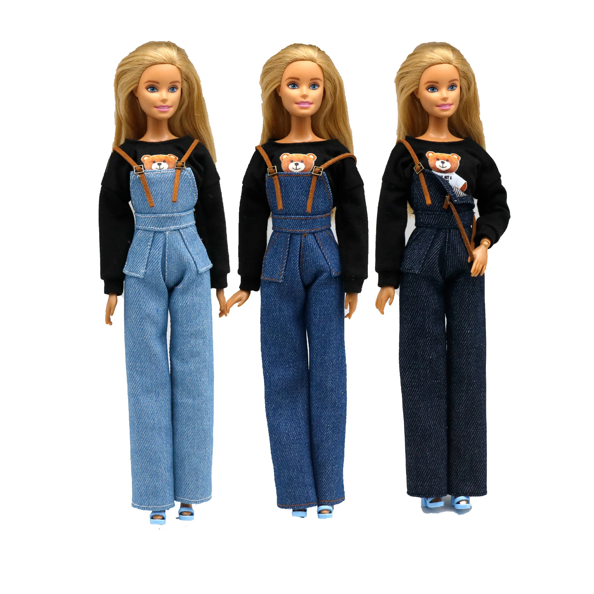 Fashion Clothing For Barbie Jeans Suspender Trousers Long Bib Cverall 30cm 1/6 Doll Accessories Dollhouse Toys Pants Girl Gift jeans straight loose high waist denim pants detachable design shorts cutout suspender slit bandage wide leg trousers hot girl