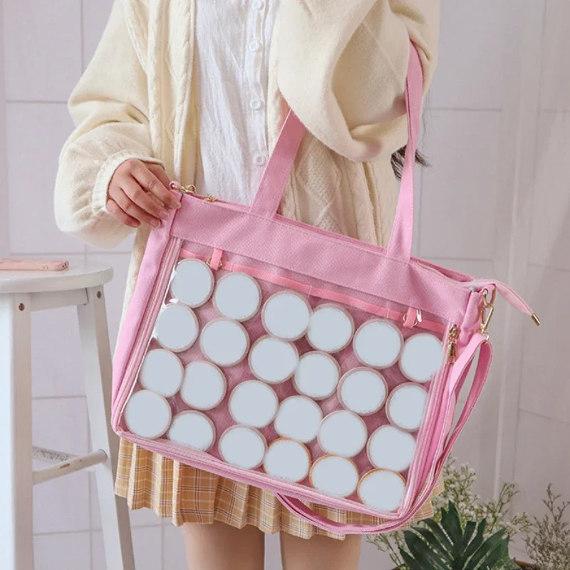 Big Ita Bag Black with Insert Japanese Cute Clear Women Double Straps Girls Kawaii Transparent Shoulder Bag Purses and Handbags 4