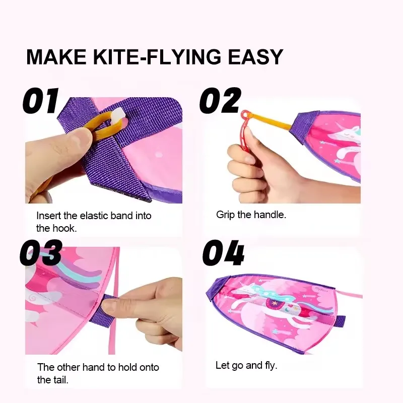 Mideer Children's Portable Catapult Kite Cartoon Elastic Ejection Kite Unicorn Pterosaur Outdoor Toy For Kids 3Y+ 2
