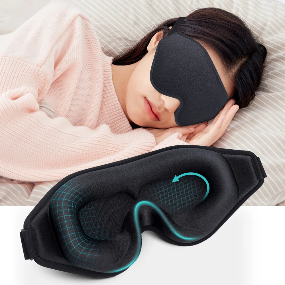 3D Sleep Mask Black Out Light Sleep Night Mask Eyes Cover Sleeping Aid Eyeshade for Office Travel Airplane Women&Men Eye Mask