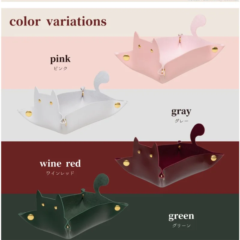 New Cute Cat Dice Tray with Metal Clasp Large Capacity Foldable for Easy Portable Desktop Storage with Artificial Leather Tray
