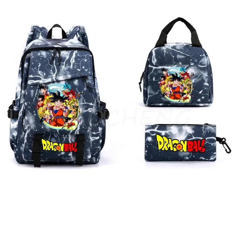 Zaino Dragon Ball Z 3 Pz/Set Mochilas Teens Boys Pencil Case Bagpack Lunch Bag Bolsa Feminina School Bags For Adolescenti Girls