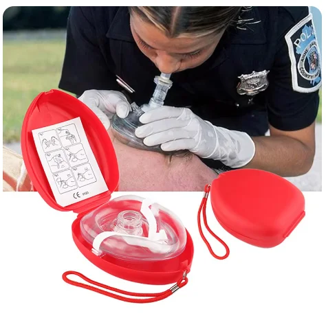 Outdoor Camping Artificial Respiration One-Way Breathing Valve Mask First Aid CPR Training Breathing Rescuers Mask Accessories first aid mask