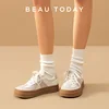 BEAUTODAY Casual Sneakers Women Cow Suede Split Leather Microfiber Patchwork Shoes Lace-up Female Traniers Handmade  29768 2