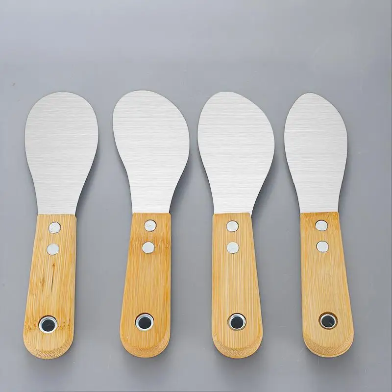 4PCS 스테인레스 스틸 스크레이퍼 두꺼운 고경도 코킹 도구 나무 손잡이 내구성 있는 실란트 스크레이퍼 유리 청소 도구