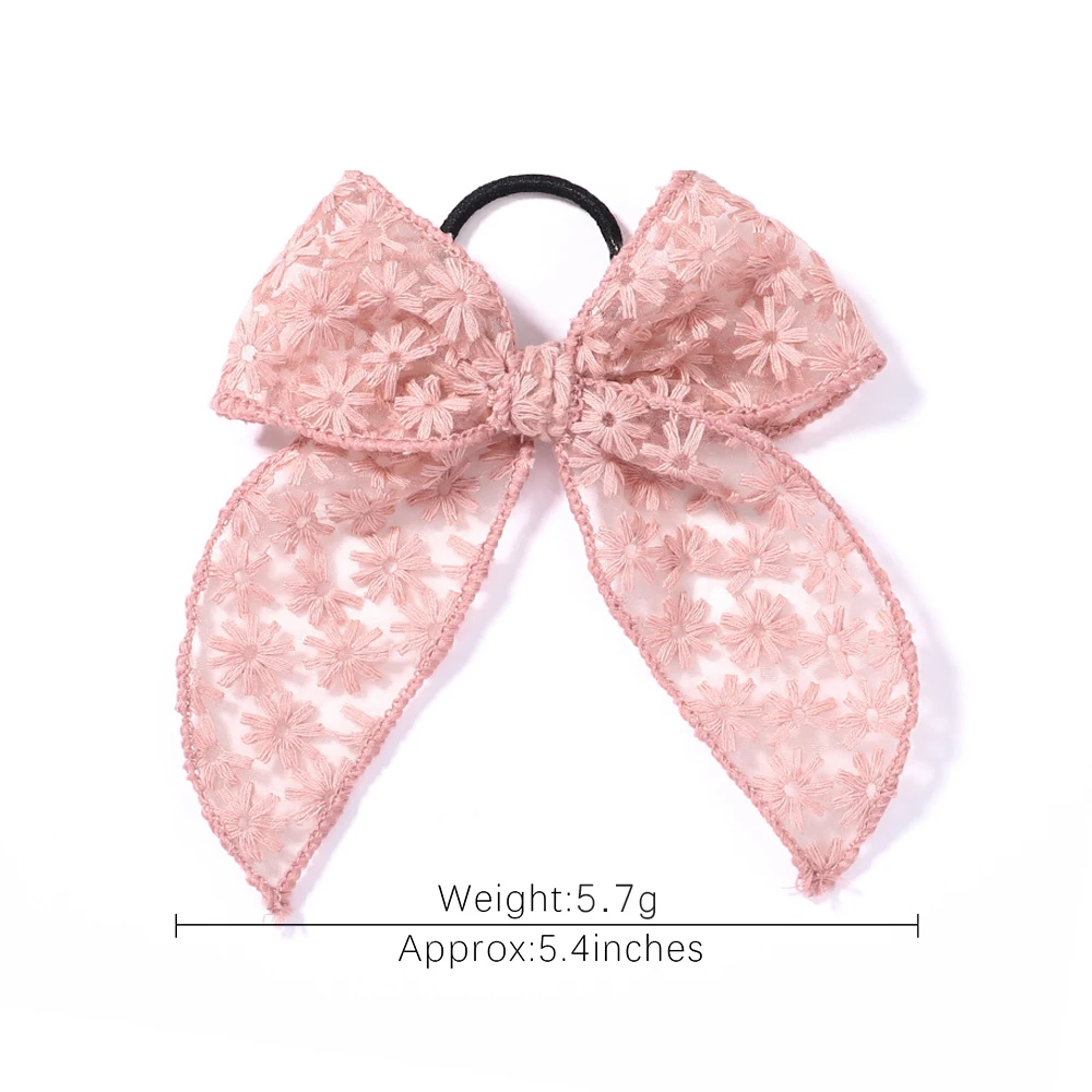 Fashion Cute Hollow Out Embroidered Flower Bows Hair Band Kids Hair Accessories Handmade Lace Headwear Girl Headdress Gift 6