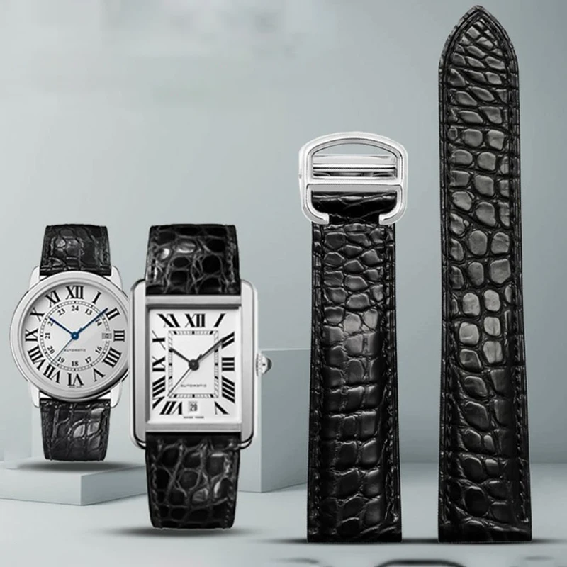 Per Caitier Tank Must London Cle De Cartier Cinturino In Pelle W5200027/24 W5200005 Cinturino In Pelle Di Coccodrillo 18 20 22Mm