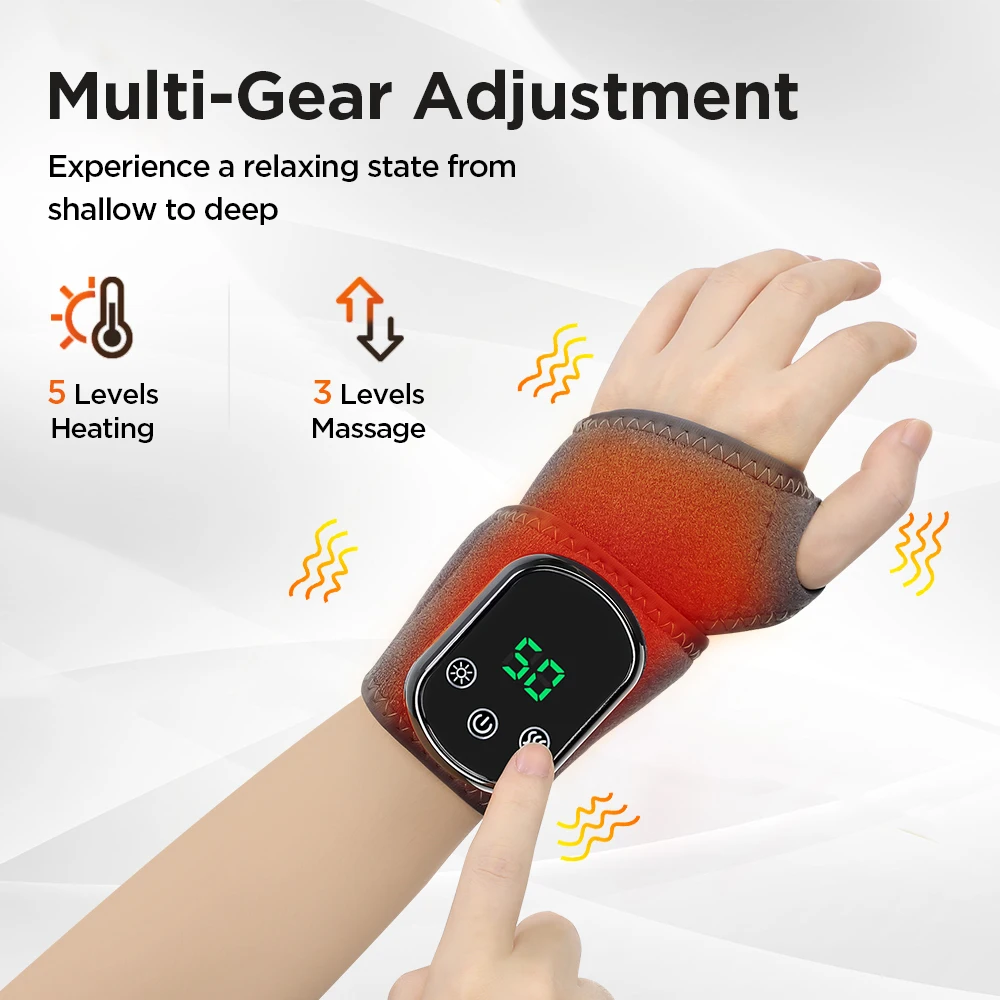 3 Type Electric Heating Wrist Massager Vibration Or EMS Wrist Brace Protector Wrap Hot Compress Massage Wristband For Tendonitis