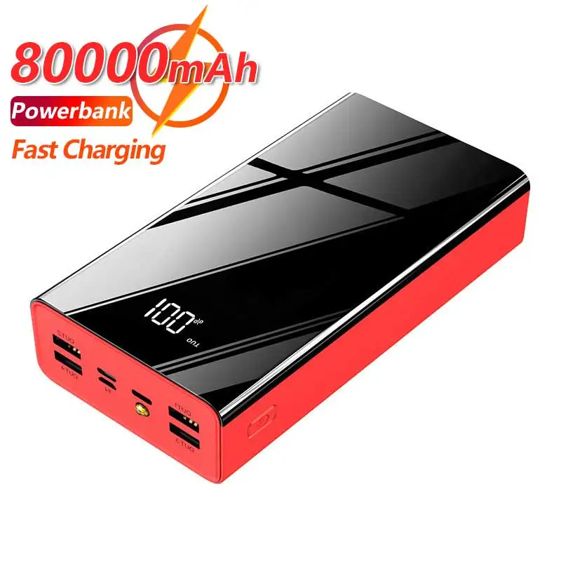 

80000mAh Power Bank with Digital Display LED Light Portable Power Bank External Battery Charger Fast Charger for Xiaomi IPhone