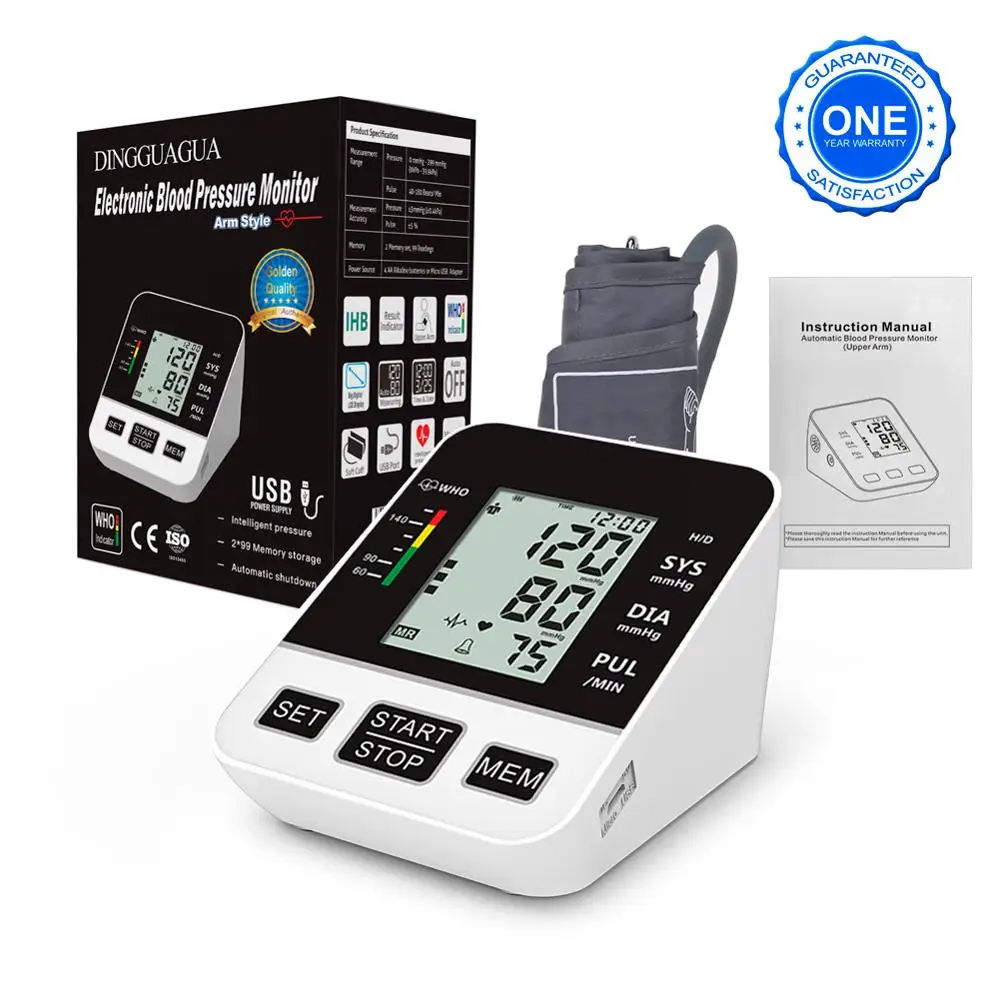 Digital Upper Arm Tonometer Medical Blood Pressure Monitor Heart Rate Sphygmomanometer Tensiometers Meter for Blood Pressure Monitor Blood Pressure Meter
