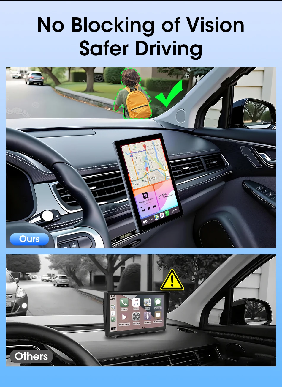 7/8/9 بوصة دعم التوجيه والصورة راديو مرآة السيارة اللاسلكي Carplay أندرويد السيارات الوسائط المتعددة مشغل فيديو شاشة عالمية