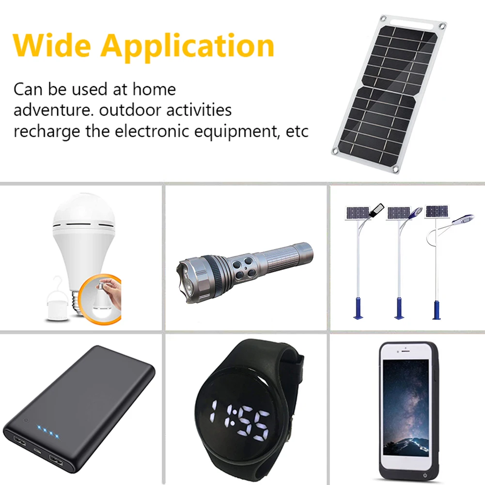 USB Solar Panel Outdoor 6W 5V Travel Solar Charger Power Bank for Mobile Phone Lights Emergency Light Accessories