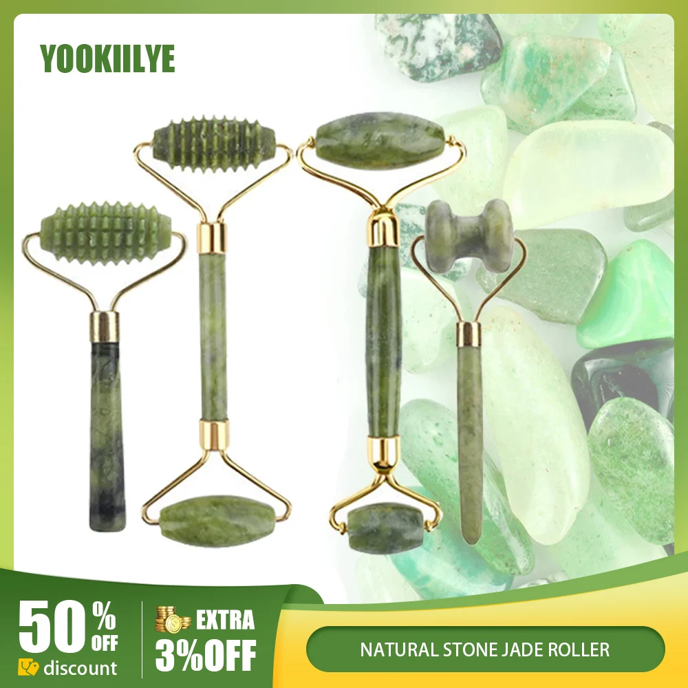 

Natural Jade Facial Roller with Packing Bag Anti Wrinkle Jade Stone Facial Care Massage Roller Face Lifting and Slimming Tools