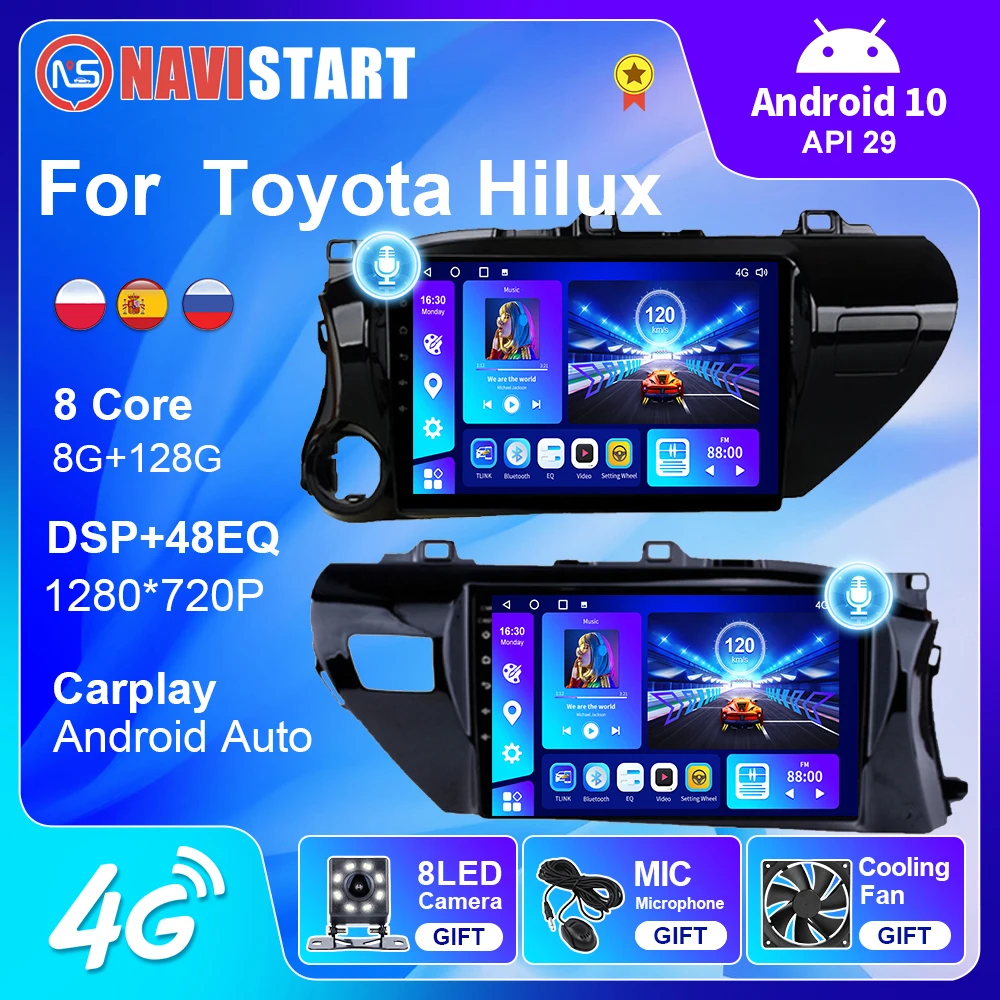 

Автомагнитола NAVISTART, Android 10, для Toyota Hilux 2016 2017 2018 RHD, мультимедийный плеер без DVD, GPS-навигация, 4G, Wi-Fi, сенсорный экран