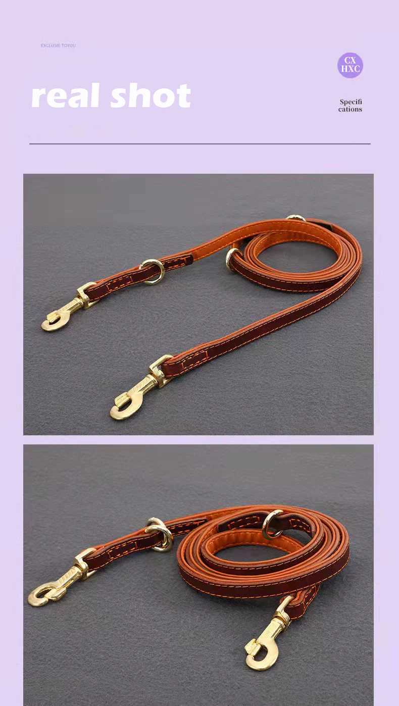 Leather Dog Leash Running Hands Free P Dog Leash For a Dog 2.5M Long Leashs Collars Double Short Leash Rope For Large Dogs Puppy