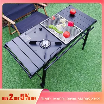 Lohascamping 접이식 IGT 테이블, 경량 배낭 롤 테이블, 다기능 조절 가능한 다리 책상, 탁상용 버너, 바베큐 테이블 상품 이미지