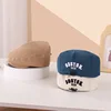 Solid Color Letter Baby Beret Hat Korean Embroidered Adjustable Newsboy Cap for Boy Girl Spring Summer Kids Snapback Casquette 4