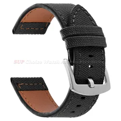 Green Nylon Sailcloth Watch Band with Quick Release and Waterproof Features - 22mm (Black)
