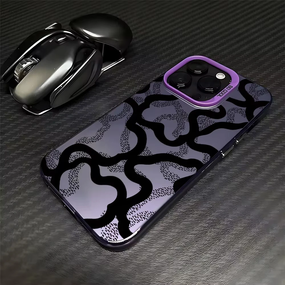 Sleek Black Lines Frosted Washable Case - Durable Acrylic Silicone Cover