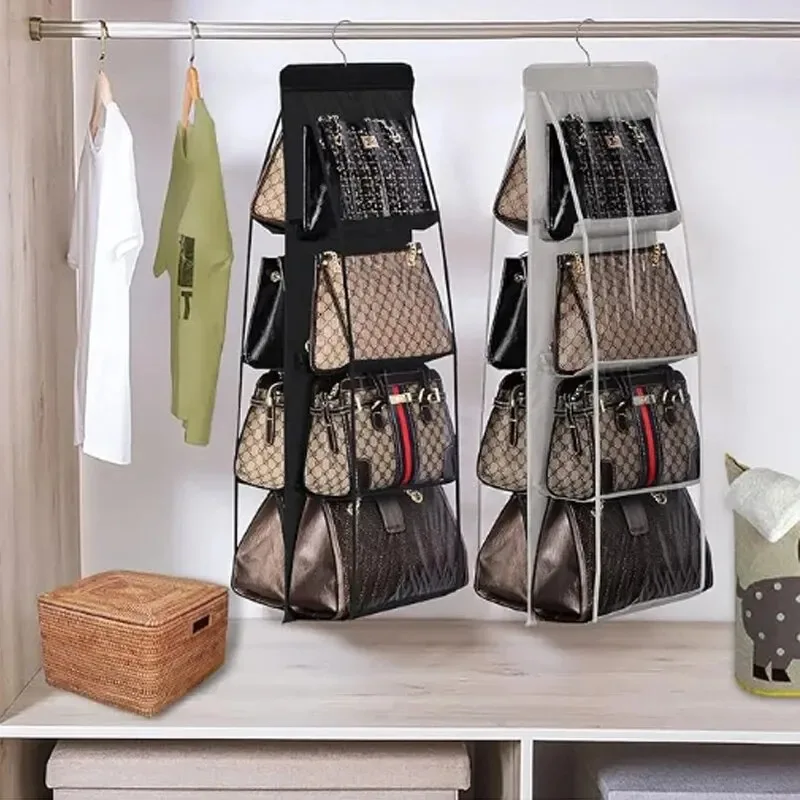 Bag Storage Hanging Bag Fabric Double-Sided Multi-Layer Dust-Proof Hanging Type Household Wardrobe Storage Rack