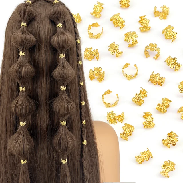 40Pcs Vine Leaf Shaped Alloy Hair Braid Ring Vintage Hair Pin For Dreadlock Women Girls summer Hair Accessories Loc Hair Jewelry