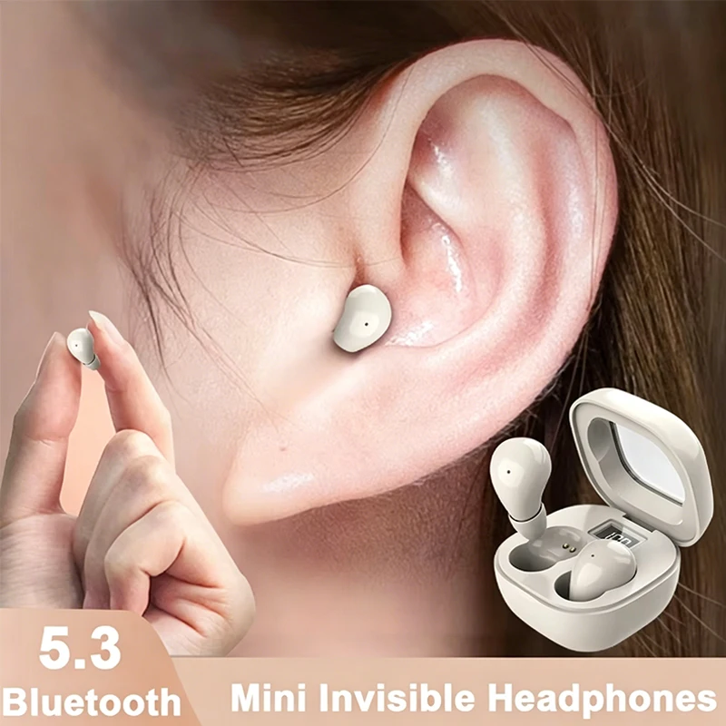 Sleek Wireless Bluetooth Earphones - Compact & Invisible with Premium Bass Sound