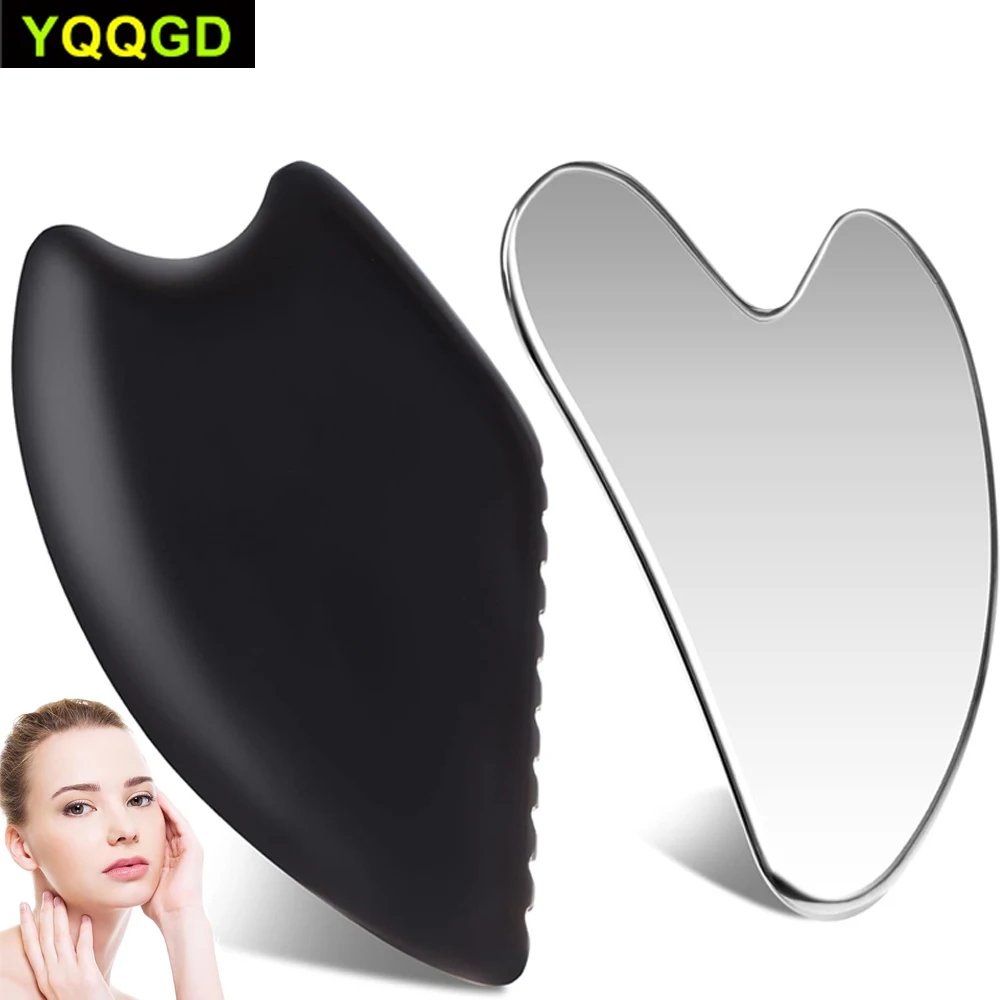 Gua Sha Massage Tool Set,Guasha Facial Tools for Face Black Natural Stone Guasha Stone and Silver Stainless Steel Gua Sha Tool компьютерная гарнитура a4tech fstyler fh100 2м накладные fh100 stone black