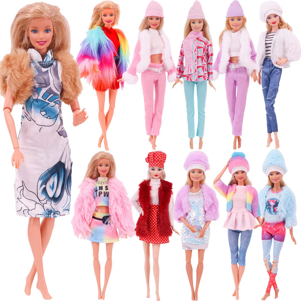 Barbies roupas de boneca roupa vestido moda casaco chapéus calças ...